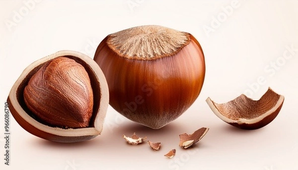 Obraz Whole hazelnut with shell pieces.