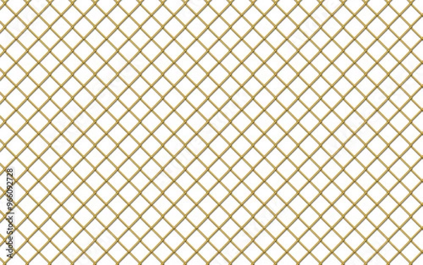 Fototapeta Golden mesh texture isolated on white background, clipping path