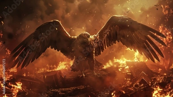 Obraz Eagle in Flames - A Dramatic Bird in Fire