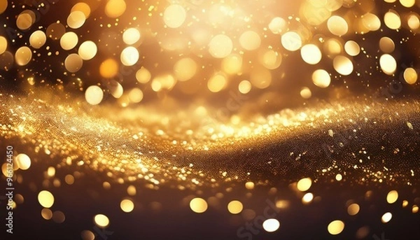 Fototapeta Luxury Christmas Glittering Background with Shimmering Golden Lights and Sparkles, Festive Holiday Season Evening Mood, Elegant Shining Celebration, Decoration, and New Year Concept Image