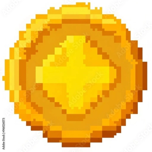 Fototapeta pixel coin 3d render pixel illustration, coin 3d render made of dots, isolated on white background