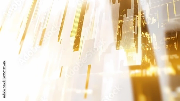 Obraz a white and gold corporate background with futuristic trading graphs projecting
