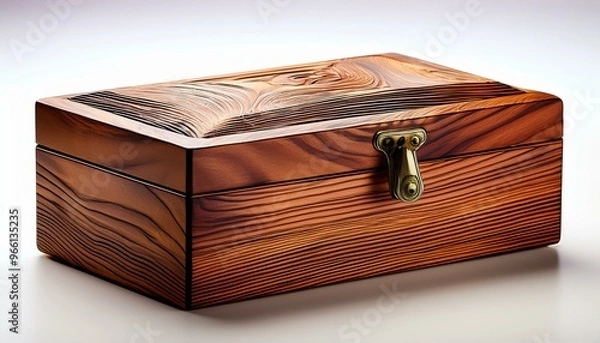 Fototapeta Wooden box with intricate grain pattern.