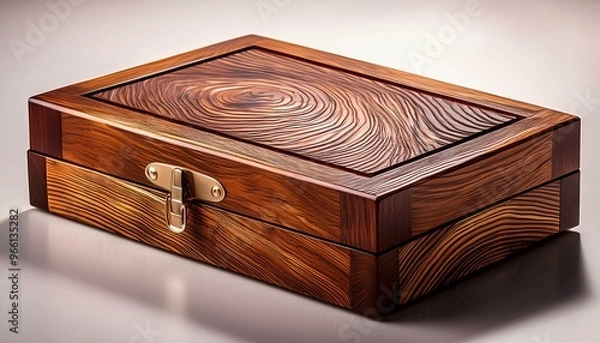 Fototapeta Wooden box with intricate grain pattern.