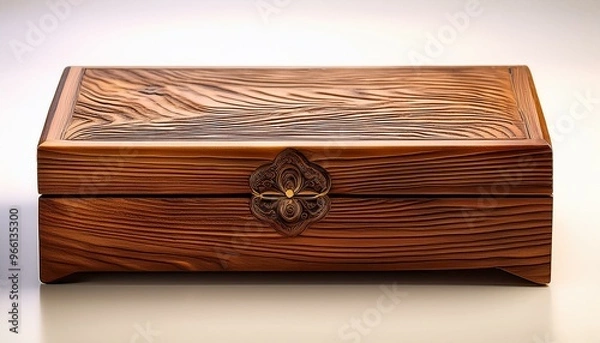 Fototapeta Wooden box with intricate grain pattern.