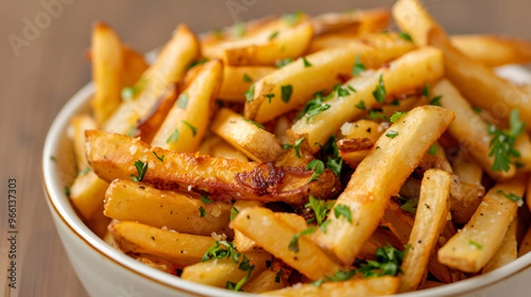 Fototapeta Pot French Fries With Cheese