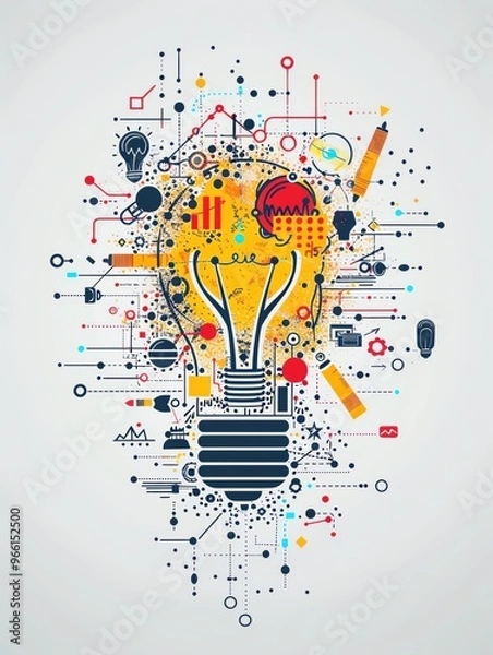 Obraz World Intellectual Property Day, creativity and invention symbols, ample copy space