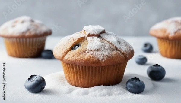 Obraz Blueberry Muffins with Powdered Sugar