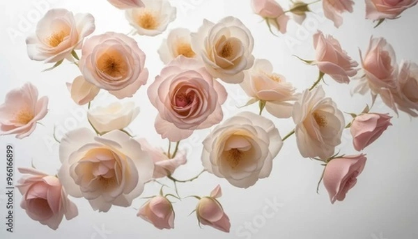 Obraz Delicate Pink Rosebuds Floating background
