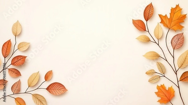 Fototapeta Thanksgiving illustration with warm brown lines and soft earthy tones