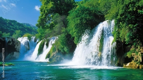 Obraz Waterfall in a Lush Forest
