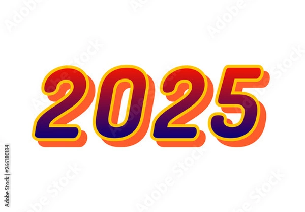 Fototapeta 2025 Happy New Year Design Orange Realistic Decoration Abstract Logo Symbol Vector Illustration