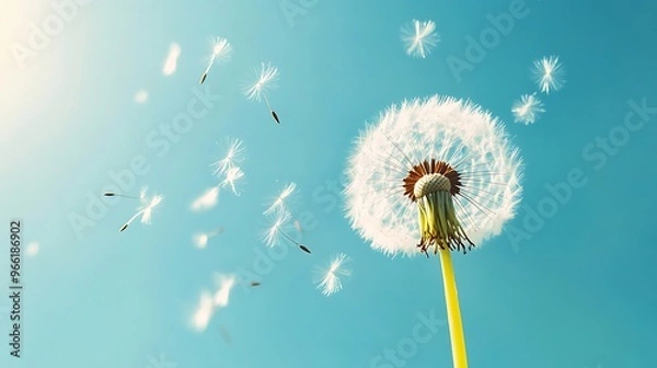 Obraz Dandelion Seeds Floating in the Wind