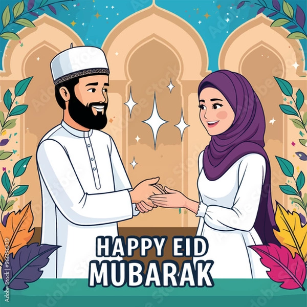 Obraz Warm Eid Mubarak Greetings Illustration








