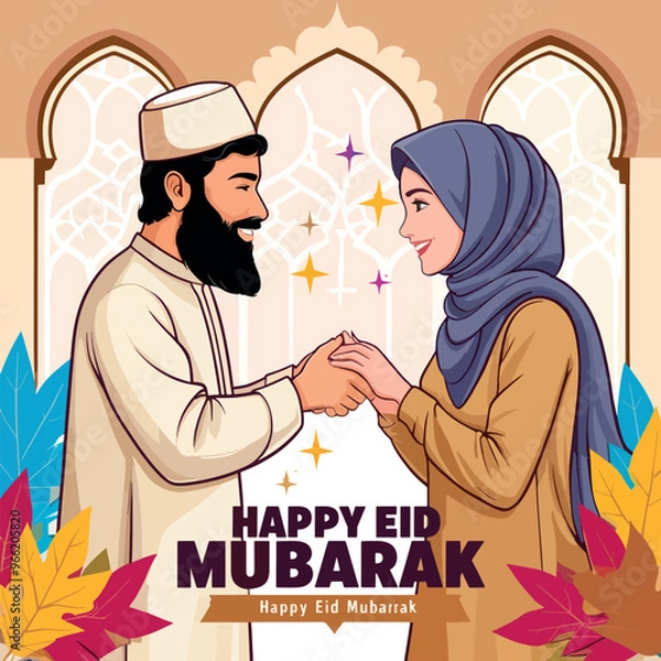 Obraz Warm Eid Mubarak Greetings Illustration







