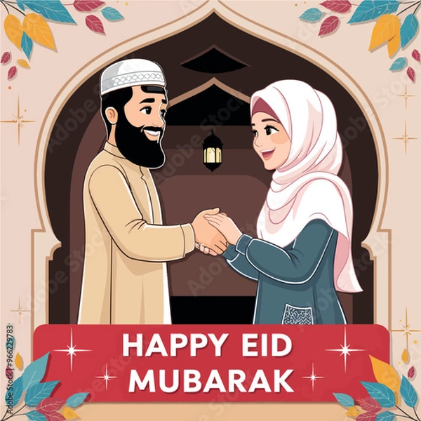 Obraz Warm Eid Mubarak Greetings Illustration







