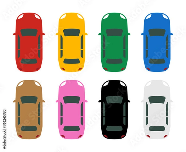 Obraz 8色の上から見た車セット