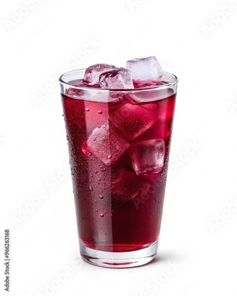Fototapeta glass of grape juice with ice isolated white background