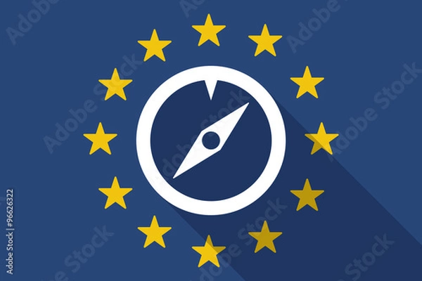 Fototapeta European Union  long shadow flag with a compass