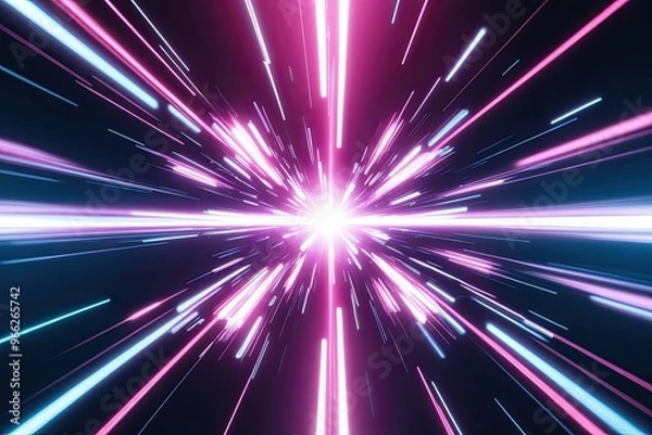 Fototapeta Vibrant Techno Bokeh Effects with Bright Pulses and Soft Glimmers in a Digital Nightscape