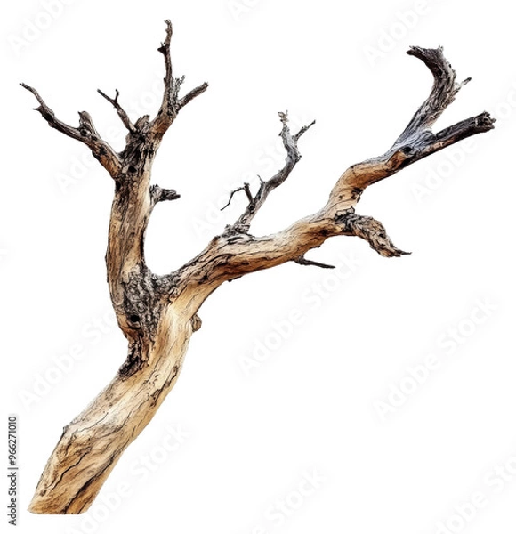 Fototapeta PNG Unique twisted tree branch on white background