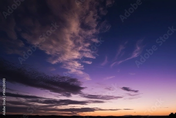 Obraz Breathtaking Twilight Sky with Violet and Honey Cloudscape