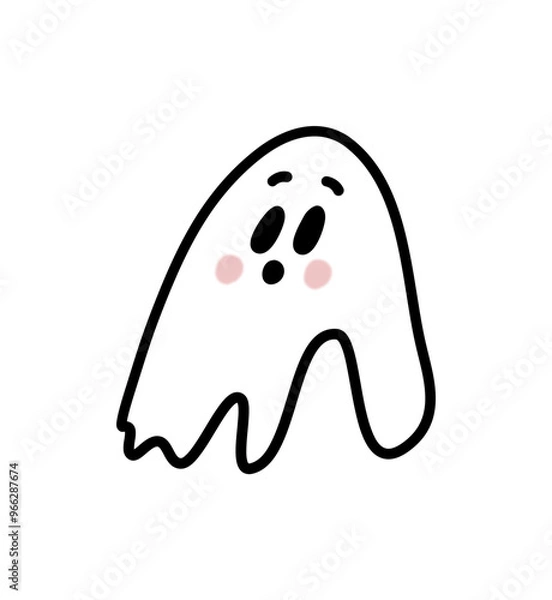 Obraz Cute illustration of a surprised ghost with rosy cheeks