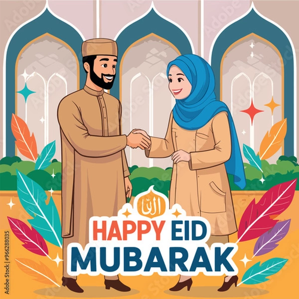 Obraz Warm Eid Mubarak Greetings Illustration







