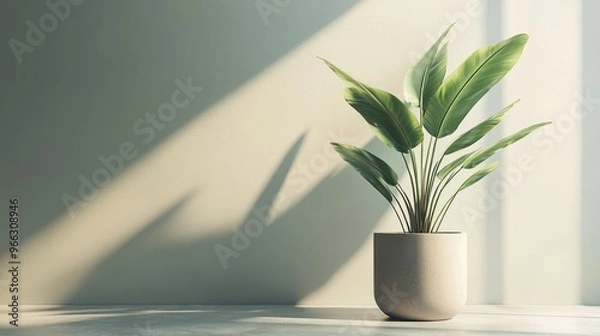 Fototapeta Contemporary indoor plant with a sleek, minimalistic pot, set against a transparent background for a modern touch