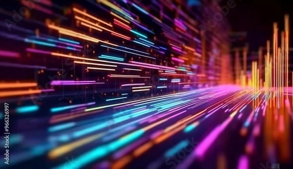 Fototapeta Modern digital abstract 3D background. Can be used in the description of network abilities, technological processes, digital storages, science, education....