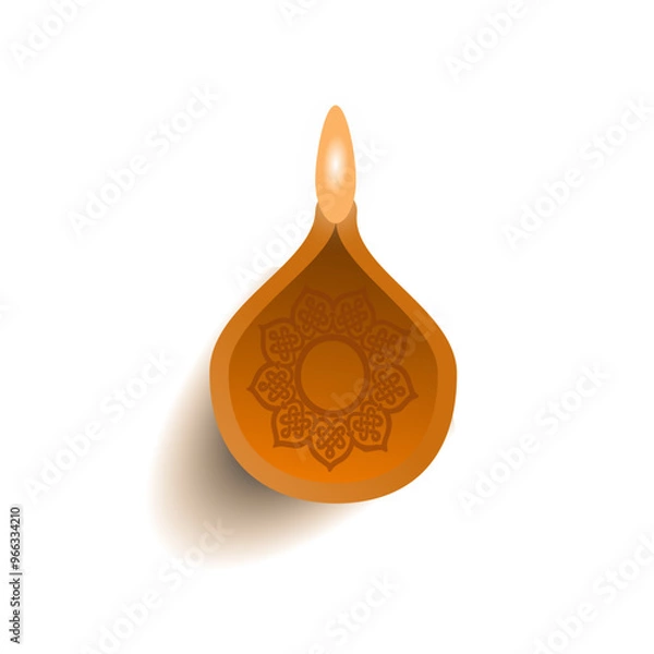 Obraz top view diya ligth diwali isolated 