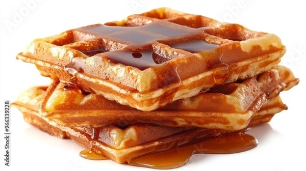 Fototapeta Stack of Belgian Waffles with Syrup Generative AI