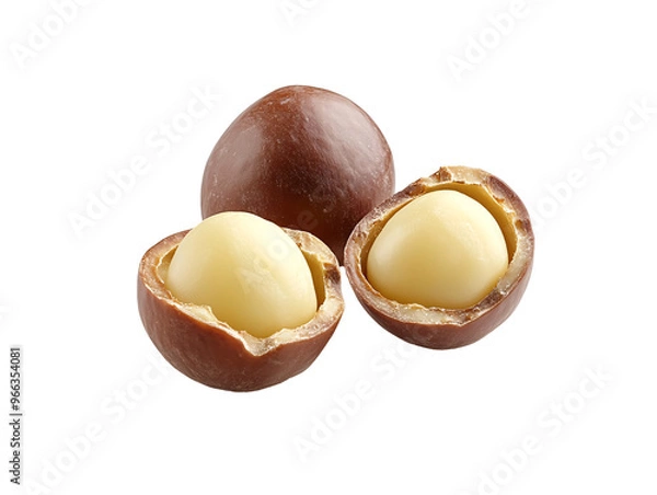 Fototapeta a macadamia nut with a white and yellow shell