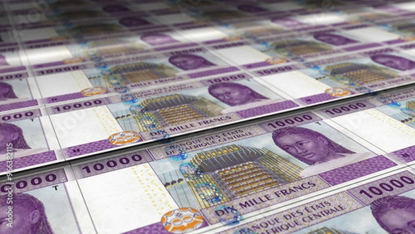 Obraz Central African CFA Franc note money printing concept 3d illustration