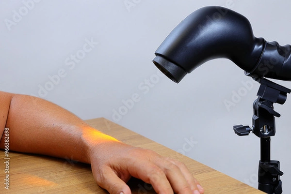 Fototapeta Therapeutic lamp for light rehabilitation, improving the condition of inflamed joints and more.
