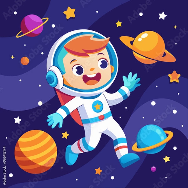 Obraz cartoon astronaut in space.