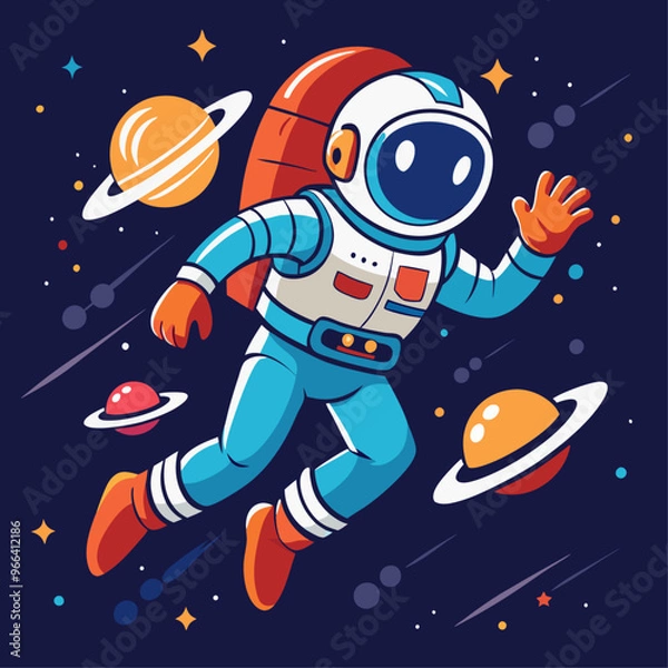 Obraz cartoon astronaut in space.