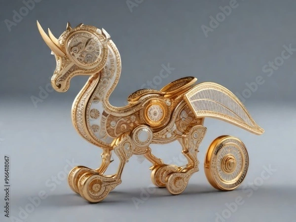 Obraz abstract golden toy in the form of a dragon