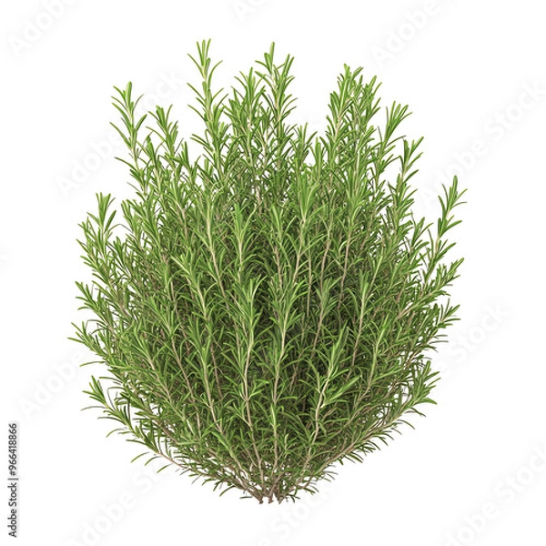 Fototapeta A lush, green rosemary plant displayed against a Transperant background., showcasing its slender leaves and bushy appearance.