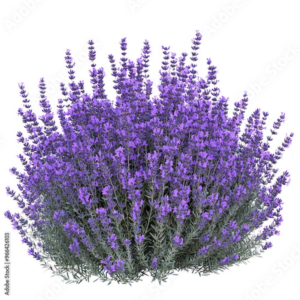 Fototapeta A vibrant lavender plant with purple flowers, displaying a bushy form against a Transperant background..