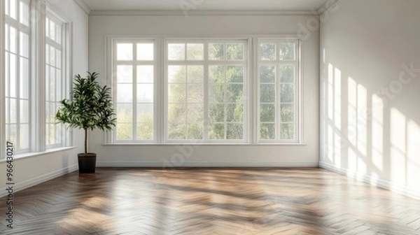 Fototapeta Spacious Room with Sunlight Streaming Through Windows