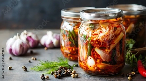 Fototapeta Fermentation Workshops - Educational course on fermenting foods like kimchi and kombucha for gut health 