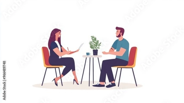 Fototapeta interview hiring concept illustration