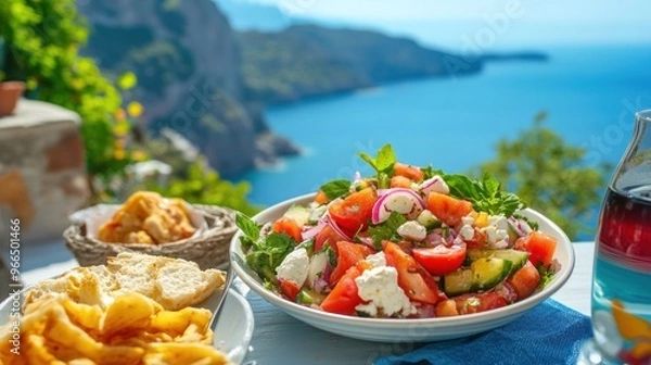 Obraz Mediterranean Salad with Ocean View