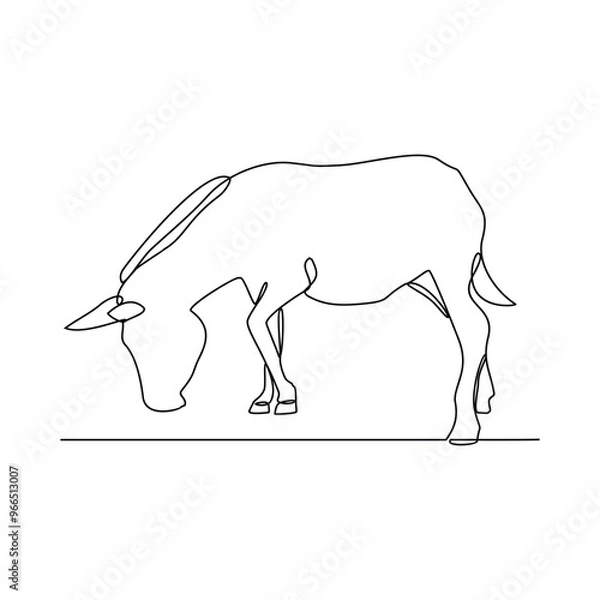 Fototapeta One continuous line drawing of Donkey vector illustration. Donkey are capable of carrying heavy loads and pulling carts. Animal themes design vector with simple linear style concept illustration. 