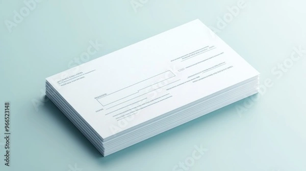 Fototapeta Stack of Blank White Envelopes with Blue Lines