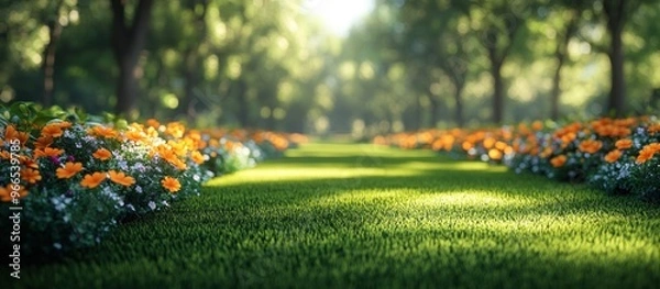 Fototapeta Sunlit Path Through a Lush Forest