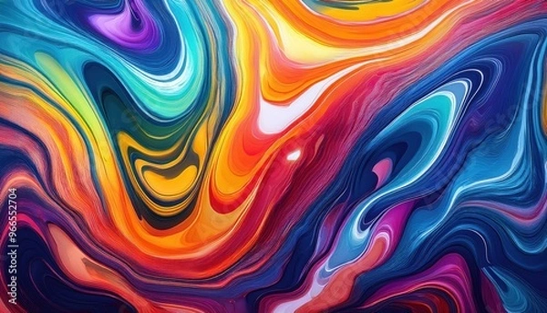 Fototapeta Abstract painting of colorful swirls and colors on a black background
