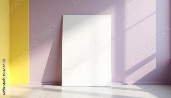 Fototapeta Minimalist Blank Frame Against Colorful Two-Toned Pastel Walls