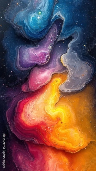 Fototapeta abstract fluid art featuring swirling marbled acrylic paint in bold rainbow colors mesmerizing waves and patterns creating a vibrant psychedelic background texture